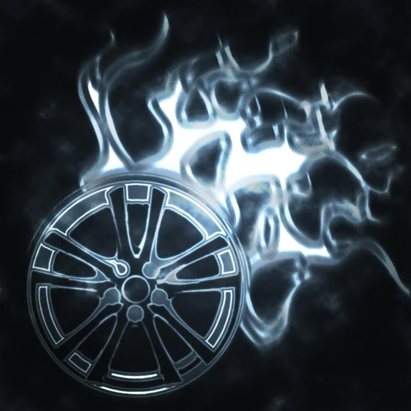 Brandende wiel — Stockfoto