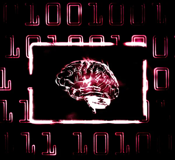 Beyin ve ikili kod — Stok fotoğraf