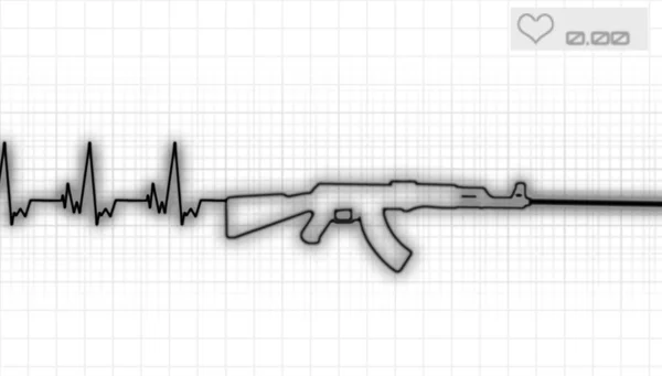 Heartbeat and rifle — Stock Photo, Image