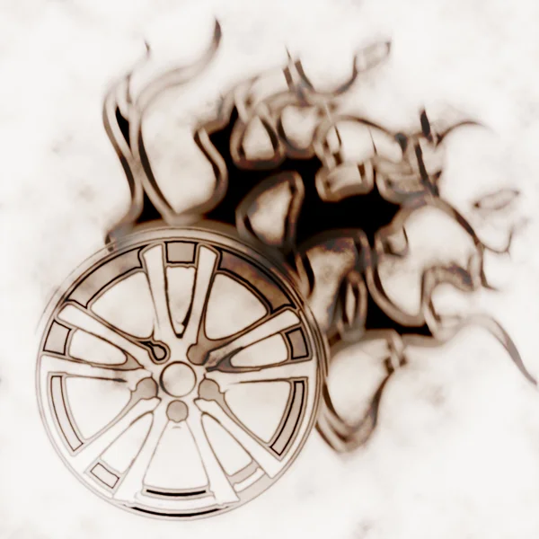 燃烧的车轮 — 图库照片
