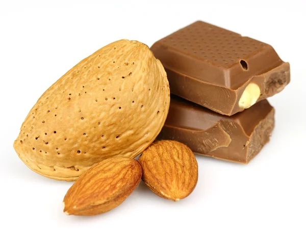 Chocolate with almonds — Stock Photo, Image