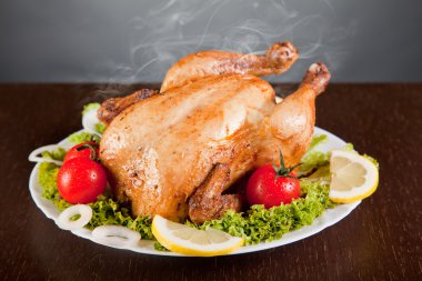 Roast chicken with fresh vegetables