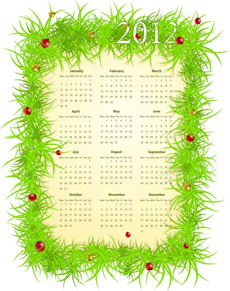 Ilustración vectorial del calendario primavera 2012 — Vector de stock