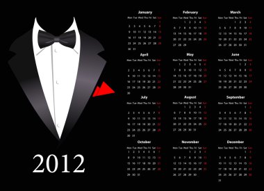 Vector European calendar 2012 with elegant suit clipart