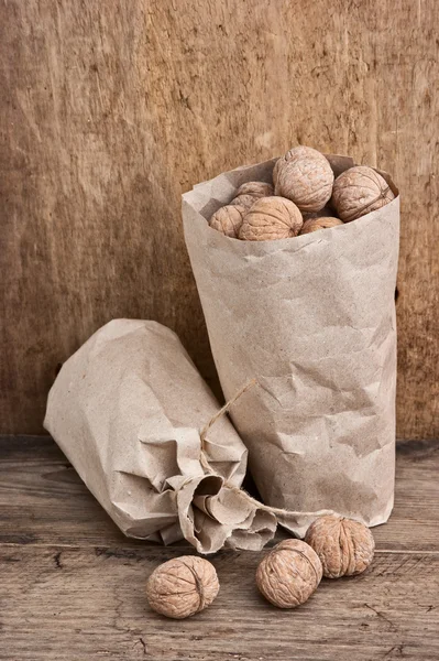 Walnuts in a kraft paper bag