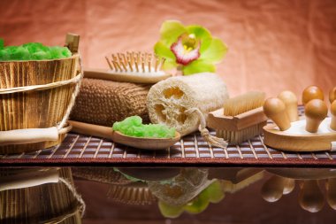 Set of natural bath accessories clipart