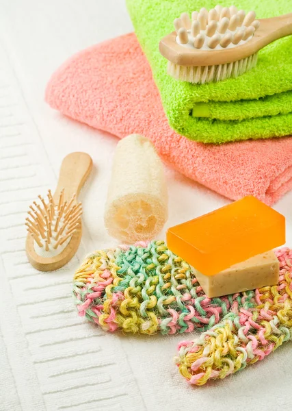 Set of colored bath accesories — Stock Photo, Image