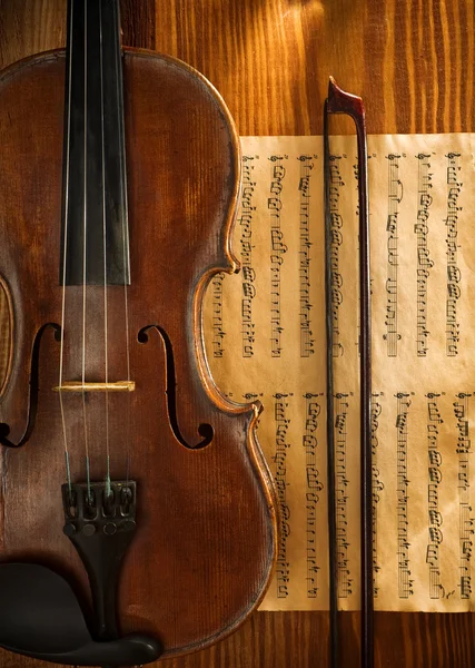 Скрипка и скрипка на заметке — стоковое фото