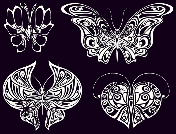 Set di farfalle vintage — Vettoriale Stock