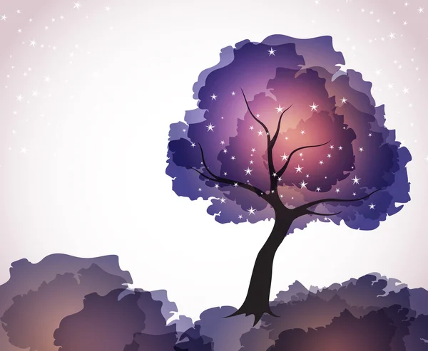 Чарівне дерево з зірками Стокова Ілюстрація