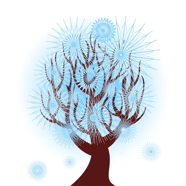 Ilustração vetorial de uma árvore de inverno — Vetor de Stock