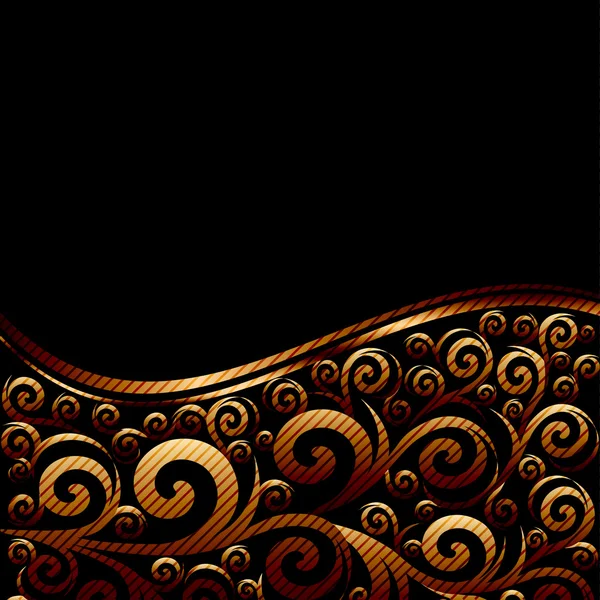 波と抽象的な花飾りのベクトル イラスト — ストックベクタ