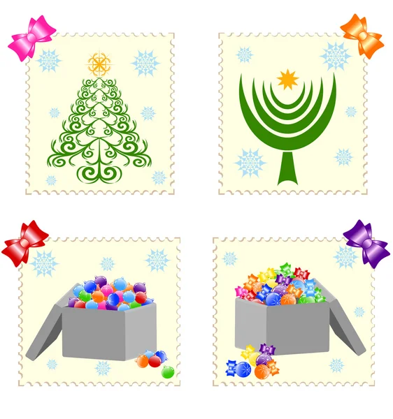 Ilustración vectorial de sellos navideños aislados sobre fondo blanco . — Vector de stock