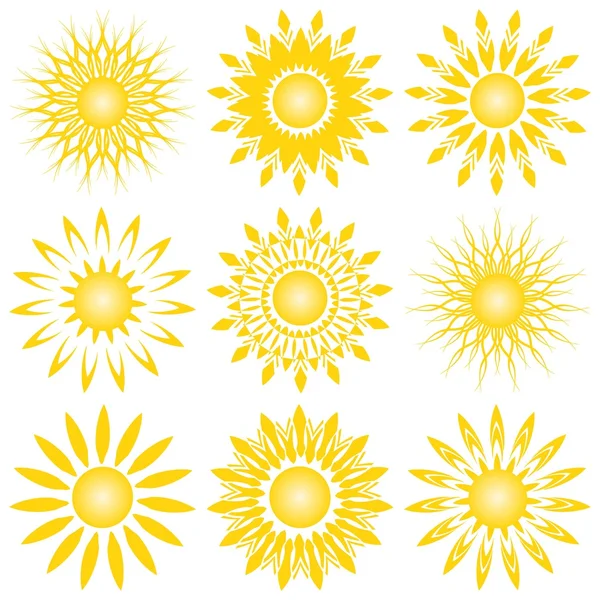 여러 개의 태양을 그린 벡터 그림 — 스톡 벡터