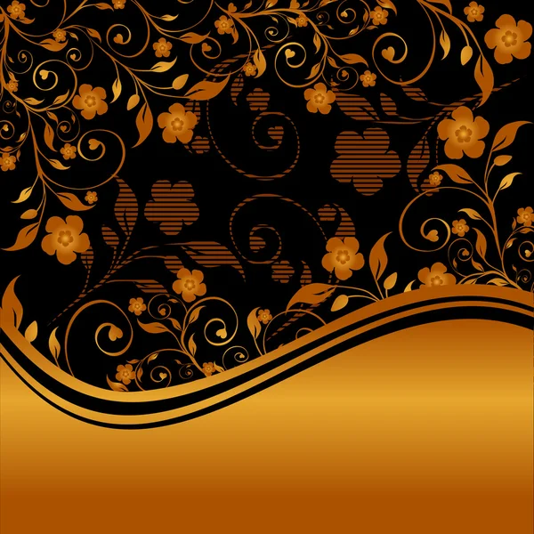 Vectorillustratie van een gouden bloemen ornament met gestreepte silhouet — Stockvector