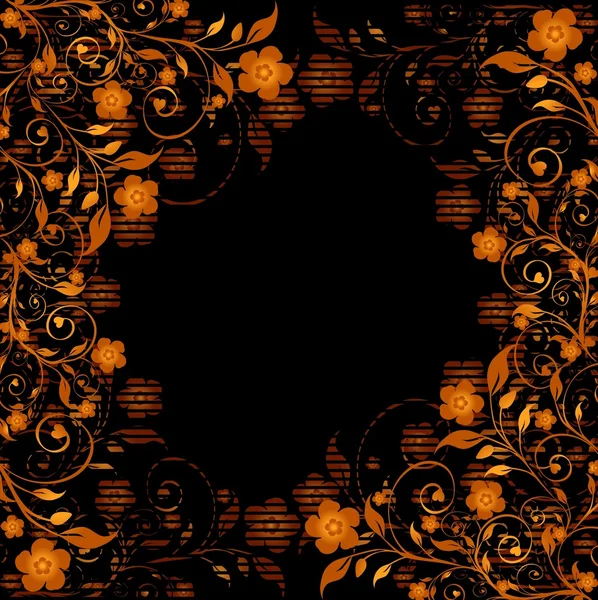 Illustration vectorielle d'un ornement floral doré à la silhouette rayée — Image vectorielle