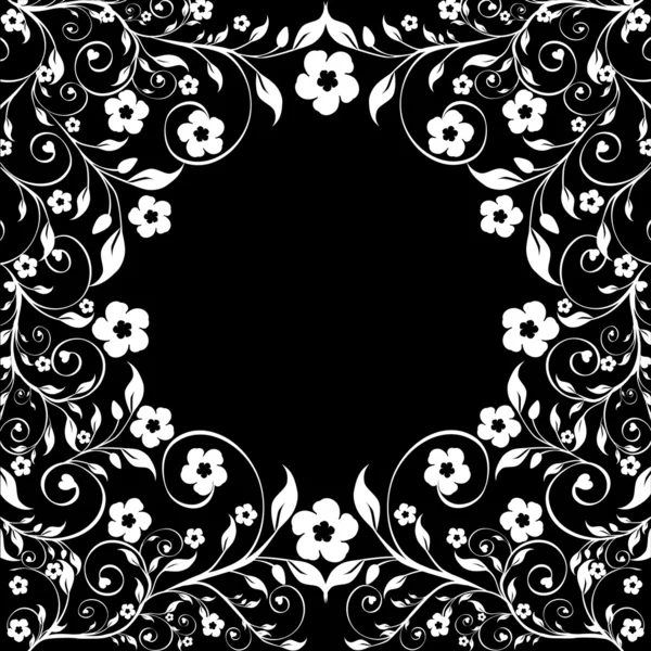 Ilustração vetorial de um ornamento floral sobre fundo preto — Vetor de Stock