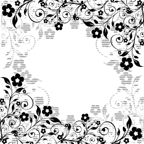Ornamento floral com silhueta listrada — Vetor de Stock