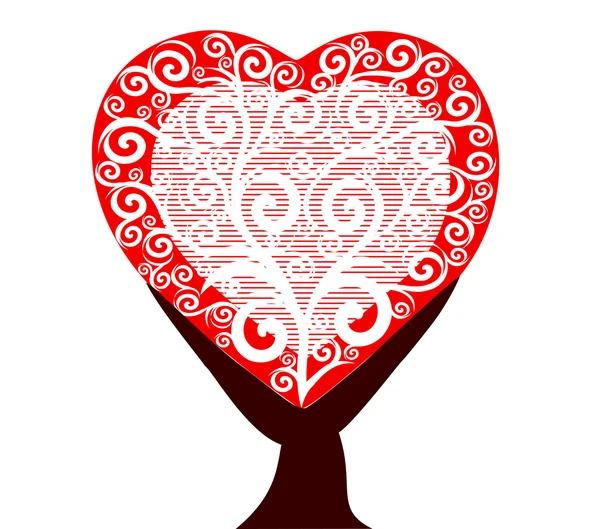Εικονογράφηση φορέας ενός δέντρου καρδιά που απομονώνονται σε λευκό φόντο — Διανυσματικό Αρχείο