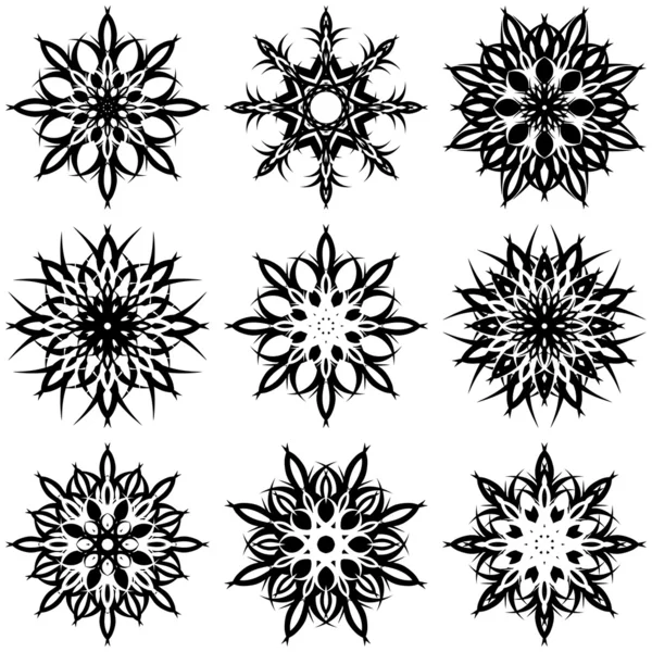 Векторная иллюстрация набора снежинок — стоковый вектор