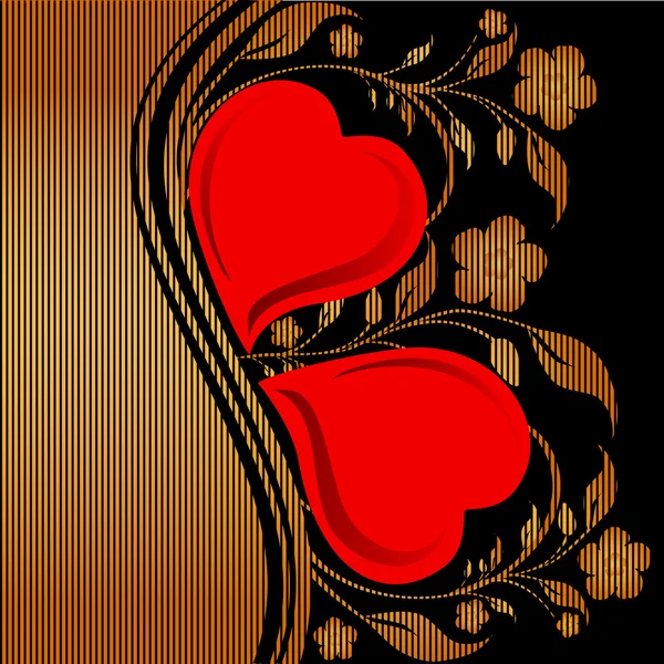 Květinový ornament se dvěma srdce — Stockový vektor