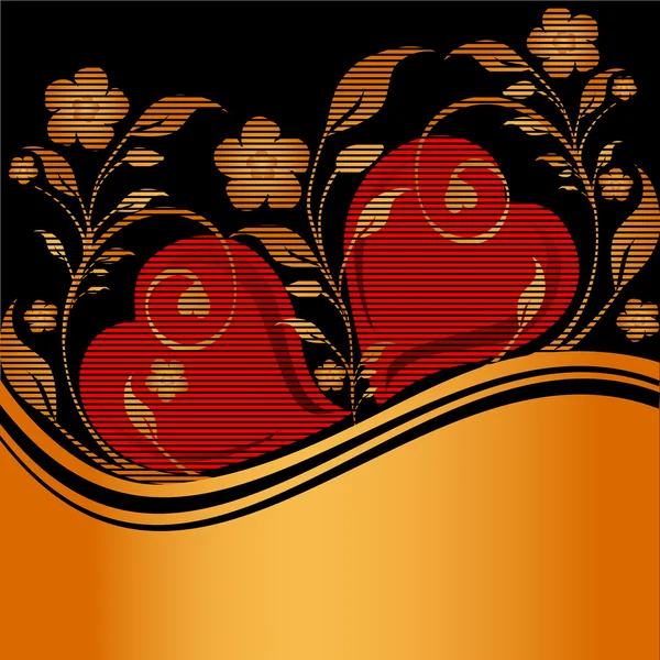 两颗心的花卉装饰 — 图库矢量图片