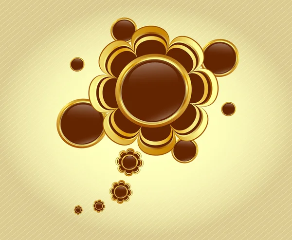Illustration vectorielle d'une bulle de discours doré brillant sur rayé — Image vectorielle