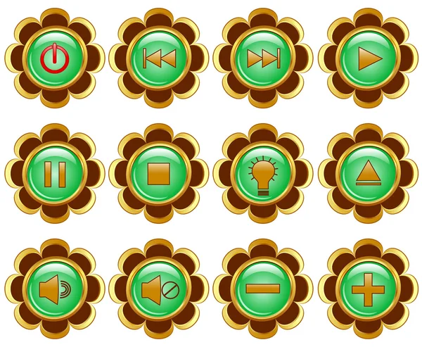 Ilustración vectorial de un conjunto de botones de medios florales . — Vector de stock