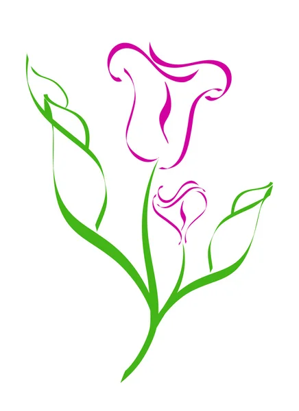 Blume Silhouette isoliert auf weißem Hintergrund — Stockvektor