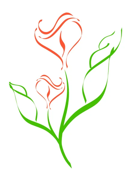 Silhouette florale isolée sur fond blanc — Image vectorielle