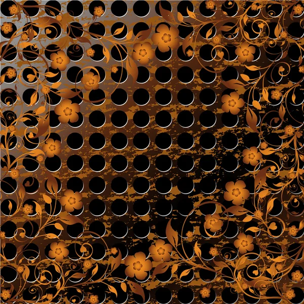 Vektor-Illustration einer Grunge-Metall-Textur mit floraler Orna — Stockvektor