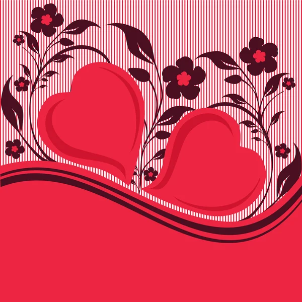 Εικονογράφηση φορέας ένα floral στολίδι με δύο καρδιές — Διανυσματικό Αρχείο