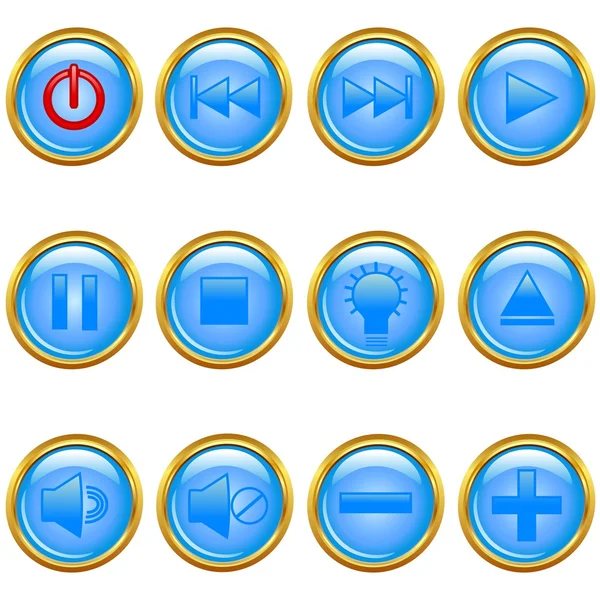 Illustration vectorielle d'un ensemble de boutons médias dorés . — Image vectorielle