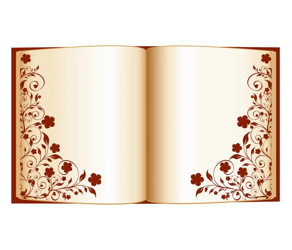 Εικονογράφηση φορέας ένα ανοιχτό βιβλίο με floral διακόσμηση isola — Διανυσματικό Αρχείο
