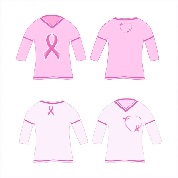 Vektor-Illustration der T-Shirts mit rosa Schleife — Stockvektor