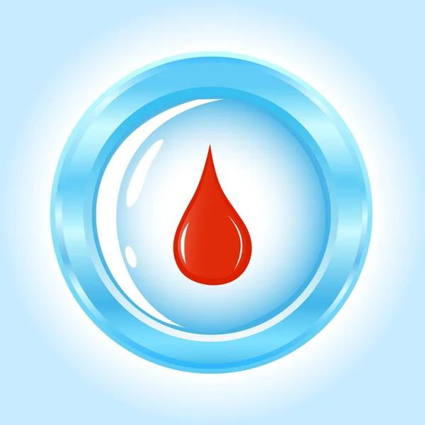 Ilustración vectorial de un icono azul con la gota de sangre — Vector de stock
