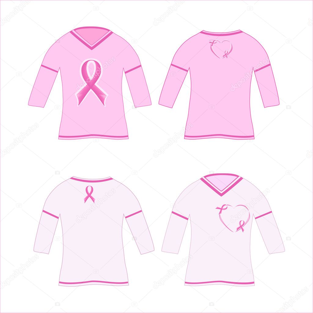 Vector Illustration of the t-shirts with pink ribbon