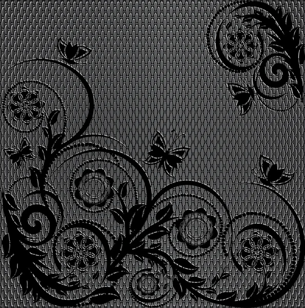 Illustrazione vettoriale di una trama metallica con ornamento floreale — Vettoriale Stock
