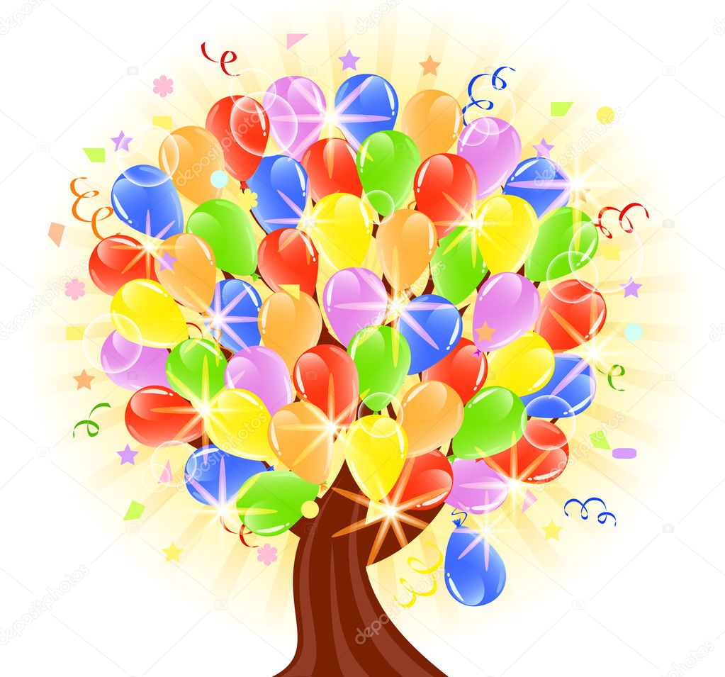 Vector illustration of a balloons tree
