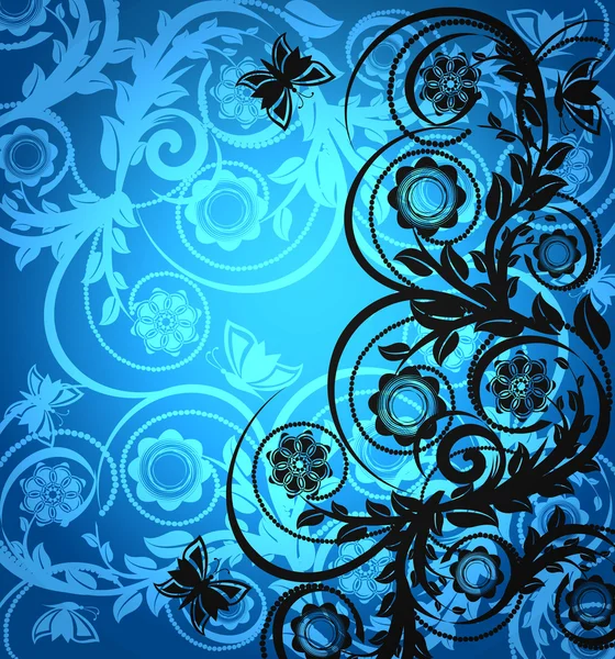 Ilustración vectorial de un ornamento floral con mariposa — Archivo Imágenes Vectoriales