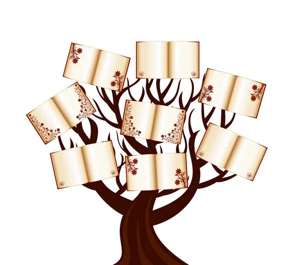 Illustrazione vettoriale di un albero con i libri — Vettoriale Stock