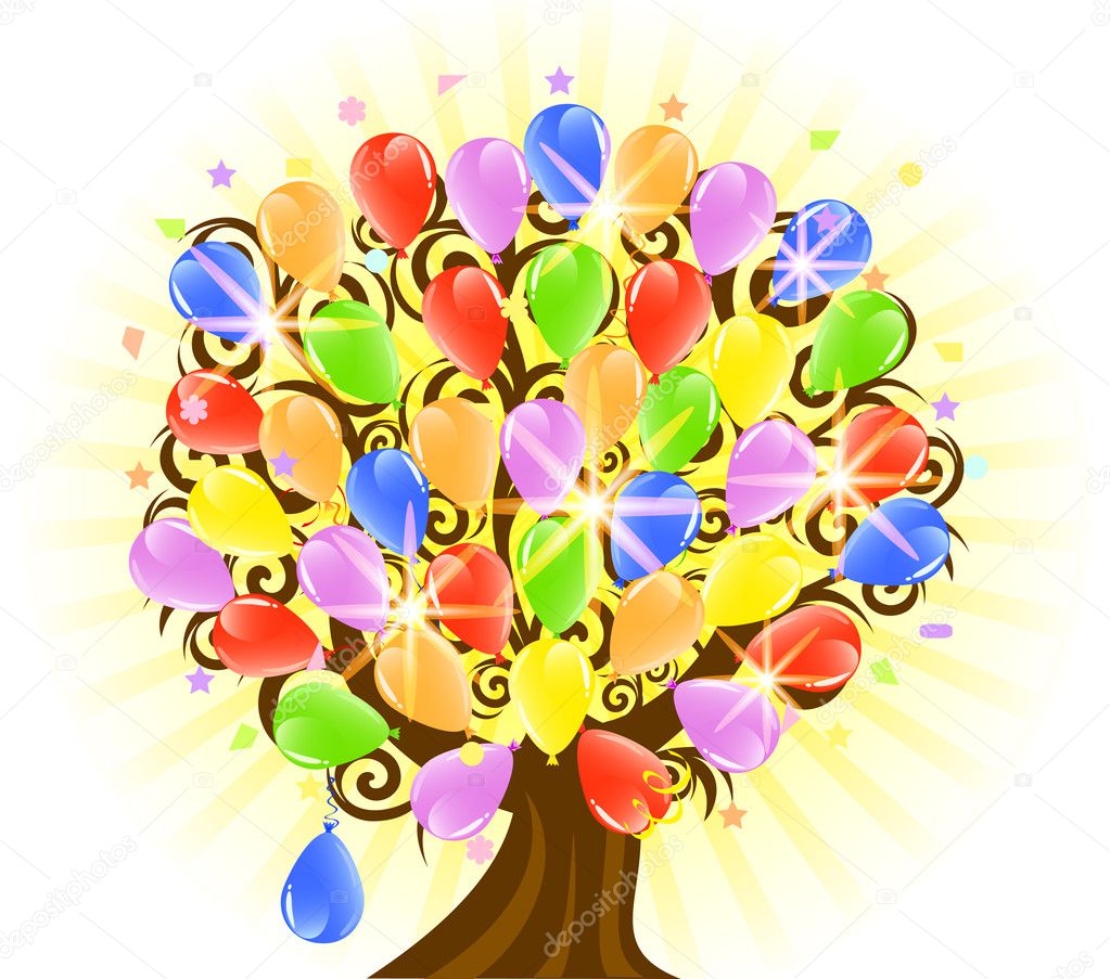 Vector illustration of a tree with ballons. Eps10