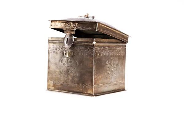 Old metal box on white — Stock Photo, Image