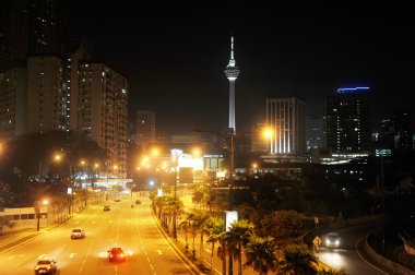 Night view of Kuala Lumpur downtown clipart