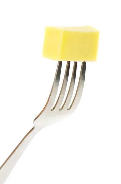 Ost på en gaffel — Stockfoto
