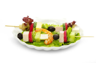 beyaz üzerine salata