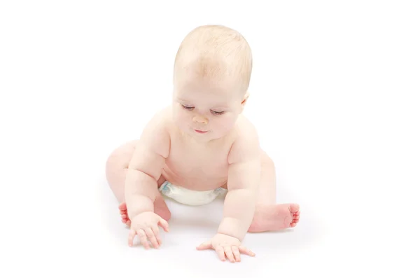 Bebê em branco — Fotografia de Stock