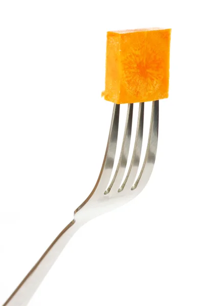 Gulrøtter på gaffel – stockfoto