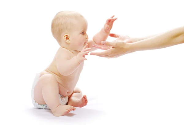 Bayi di atas putih — Stok Foto