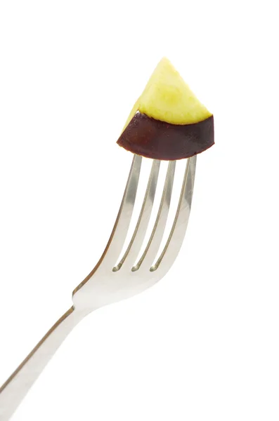 Aubergine on fork — Stock Photo, Image